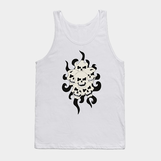 Skull Tattoo Design - Skulls Of The Dead Tank Top by Funky Chik’n